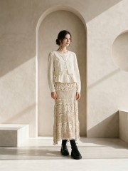 EID Layered Side Tied Embroidery Cream Top