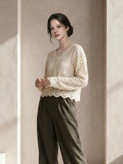 EID Heart Button Crochet Cardigan