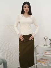 SMARTEN KNIT LACE OUTLINE COMBI TOP
