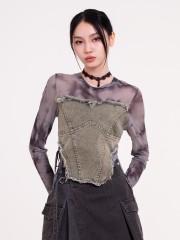 DITOX Washed Corset Sheer Combi Top