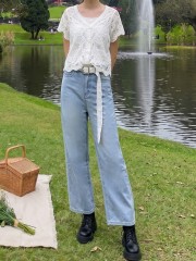 JR PG Wide Leg Denim With Lace Belt