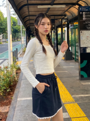CORE NRC Low Round Neck Long Sleeves Semi Crop Tee