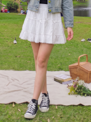 JR CORE PG Ribbon Tiered White Mini Skort