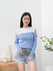 Iris Cold Shoulder 2 Tone Knit Top