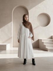 EID Collar Tie Maxi Embroidery Dress