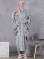 EID23 Hatin Flower Satin Embezzeled Maxi Dress