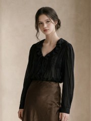 EID ELITE Ruffles Collar Pleats Front with Flower