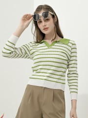 Youth Stripe Knitted Polo Tee RO1