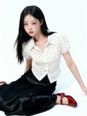 Jess Polka Back Elastic Shirt