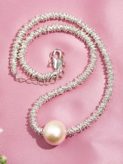 White Pearl Plat Necklace