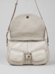 'MIA JR.' White Hand-Stitched Flip Cover Bag