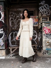 NRC 2 pcs Set Polka Top And Midi Skirt