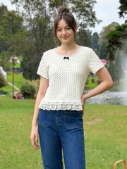 JR PG Dotty Tee With Lace Edge