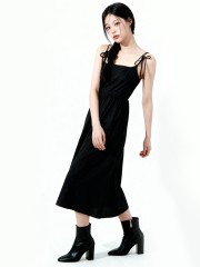 Irine Midi Dresss With Ribbon Tied Sleeves
