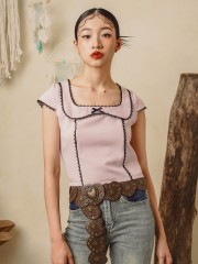 TW Square Neck Lace Outline Top