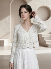 EID Sunflower Button Crochet Cardigan