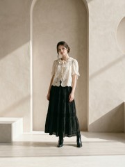 EID Flower Eyelet Embroidery Shell TiedCardiganRO1