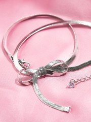 Ribbon Tied Silver Plated Choker