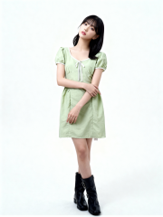 White Lining Side Runched Mini Dress