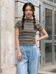 JR CORE NRC Vintage Stripes High Neck Tee