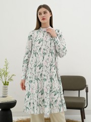 ELITE EID4 Arifah Flower Paint Pleats Tunic Dress