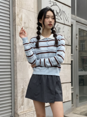 JR NRC Stripes long Sleeves Polo Top