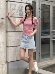JR CORE NRC Off Shoulder Elastic Sleeves Tee