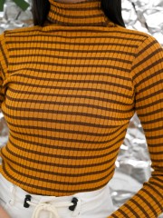 FELIZ23 Stripes High Neck Knitted Tee