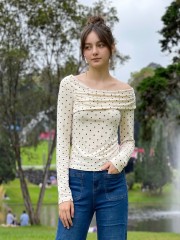 PG Polkadot Off Shoulder Overlap Tee