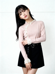 CNY Oriental Button Lace Knit Top