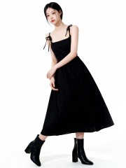 Irine Midi Dresss With Ribbon Tied Sleeves