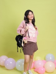 JR DITOX Heart Shape Button Overlap Washed Denim Skort