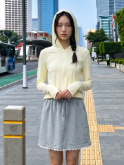 JR NRC Sheer Hoodie Zip Up Long Top
