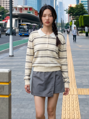 JR NRC Stripes long Sleeves Polo Top