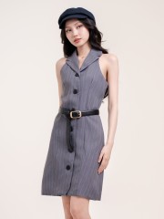 SMARTEN Sleeveless Mini Shirt Dress