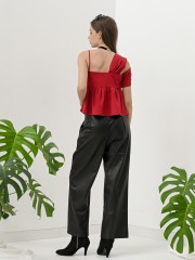 FELIZ23 Neveah Synthetic Leather Wide Leg Pants