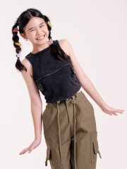 JR DITOX Alena Racer Washed Black Top