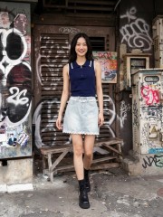 JR NRC Embroidery Lace Accent Light Denim Skort