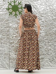 FELIZ23 Flower Print Cut Out Back Dress