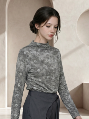 EID Side Runch Embroidery High Neck Tee