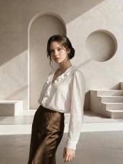 EID ELITE Ruffles Collar Pleats Front with Flower