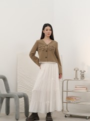 SMARTEN TieredElasticWaist Flower Eyelet Skirt R01