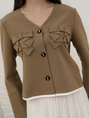 SMARTEN RIBBON BUTTON AND RIBBON BUST BLAZER