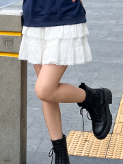 JR NRC Elastic Waist Tiered Lace Accent Mini Skort
