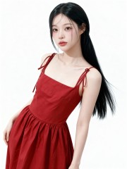 Irine Midi Dresss With Ribbon Tied Sleeves