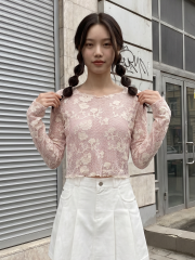 JR CORE NRC Flower Embroidery Net Tee