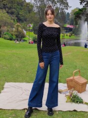 PG Polkadot Off Shoulder Overlap Tee