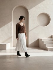 EID Flower Embroidery with Lace Edge Maxi Skirt