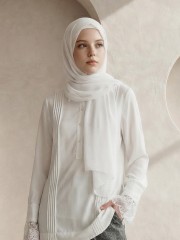 EID White Folded Cuffs with Front Pleats Tunic