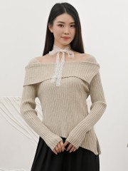 SMARTEN OFF SHOULER KNIT TOP